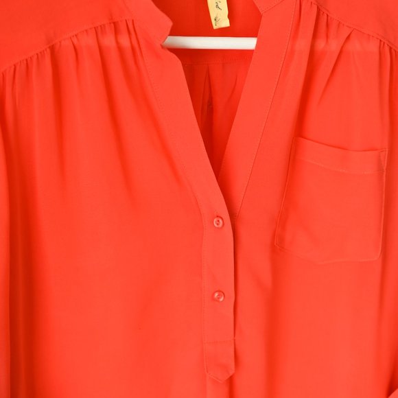 BEE STITCHED Coral Sheer Blouse 3/4 Sleeves - Size Medium - Picture 5 of 10